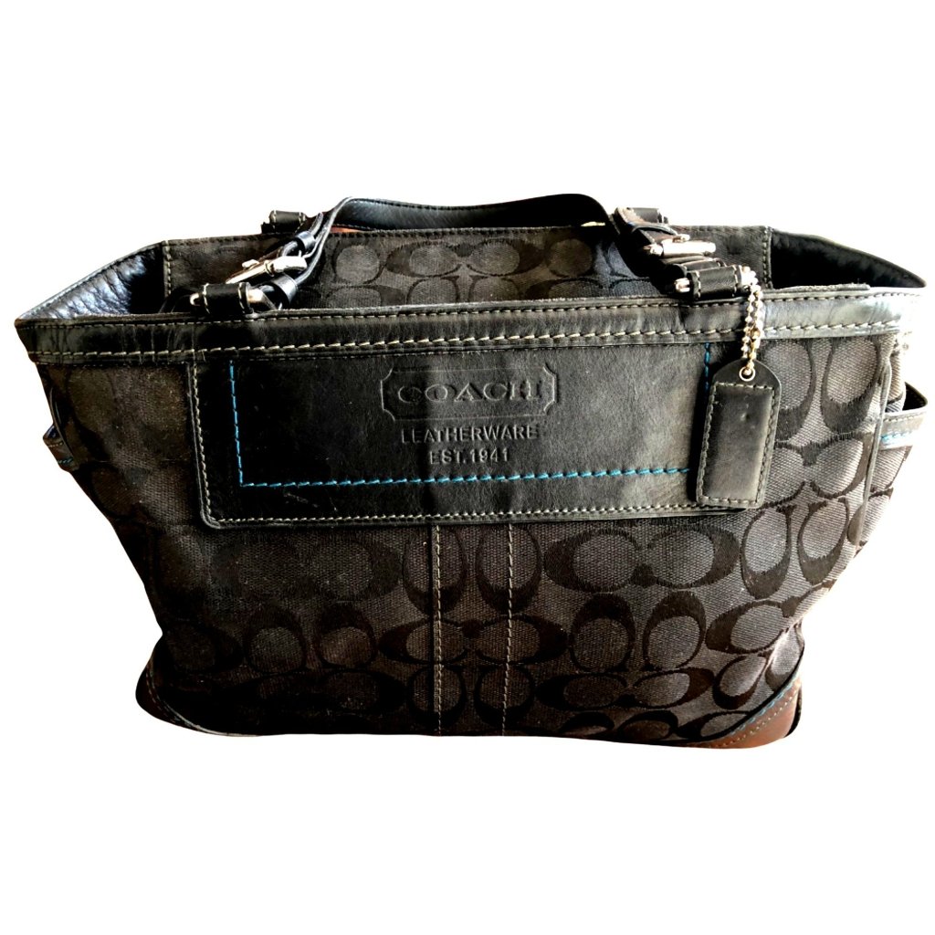 Coach - Signature Aqua Black Jacquard Purse